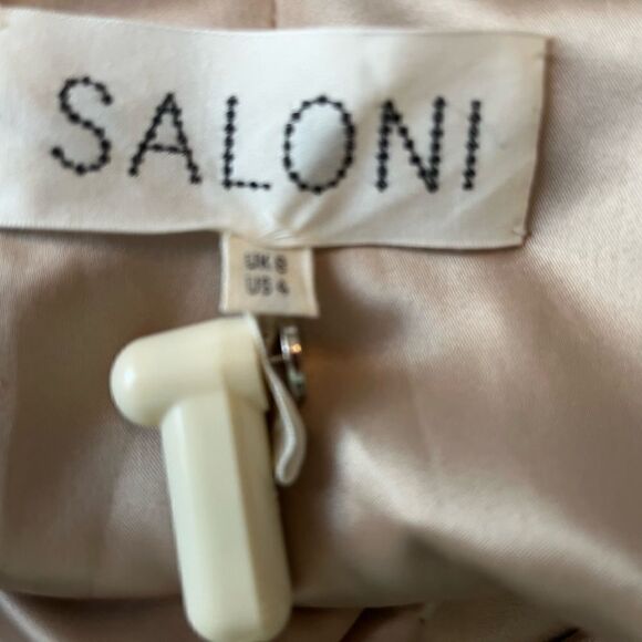 Saloni Jen Gold Satin High Low Sleeveless Cocktail Dress Size 4 - Picture 4 of 11